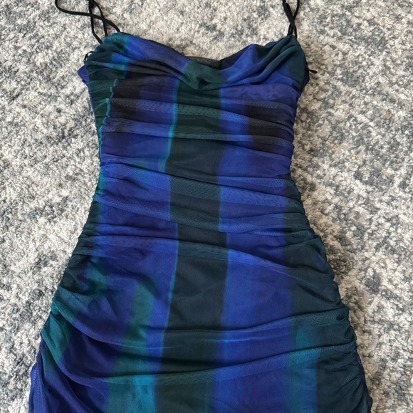 Zara print blues dress with tulle Size XS - Picture 9 of 12